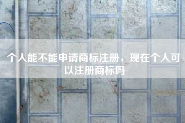 个人能不能申请商标注册,现在个人可以注册商标吗 个人能不能申请商标注册,现在个人可以注册商标吗