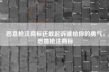 恶意抢注商标还敢起诉谁给你的勇气，恶意抢注商标