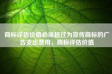 商标评估价值必须超过为宣传商标的广告支出费用，商标评估价值