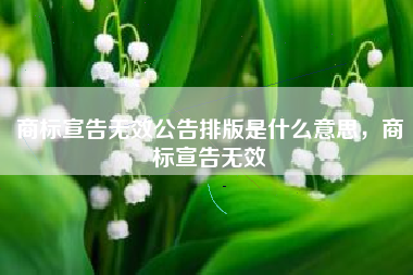 商标宣告无效公告排版是什么意思，商标宣告无效