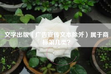 文字出版(广告宣传文本除外)属于商标第几类? 文字出版(广告宣传文本除外)属于商标第几类?